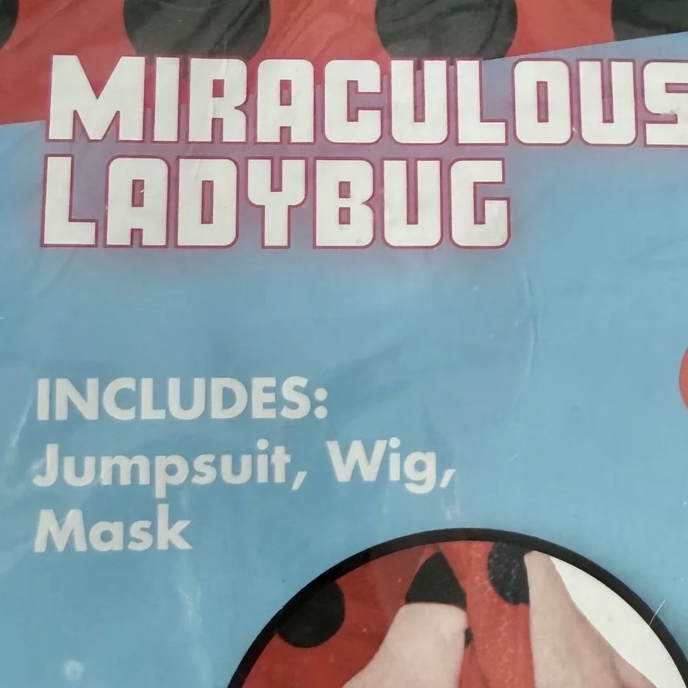 Spirit Halloween Miraculous Ladybug Costume Kids XS 3-4 Red Jumpsuit Wig Mask
